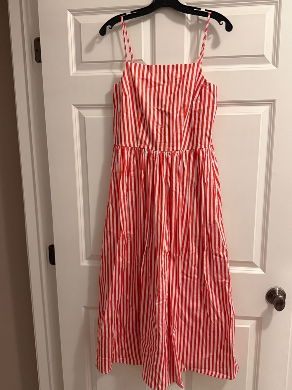 Red & White Striped Spaghetti-Strap Casual Dress